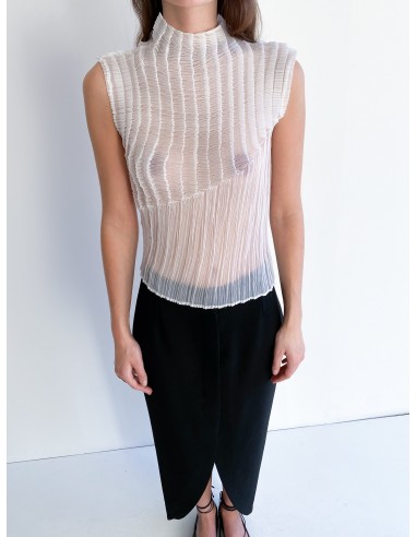 1990s Issey miyake asymmetric pleated top pas cher 