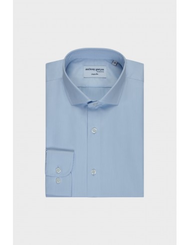 Chemise Slim Twill Bleu col Italien les muscles