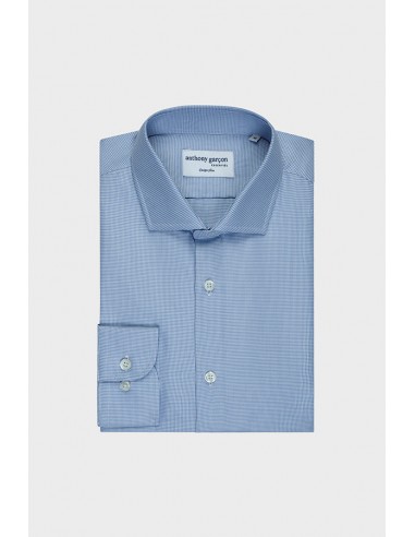 Chemise Regular Pied De Poule Bleu col français l'évolution des habitudes 