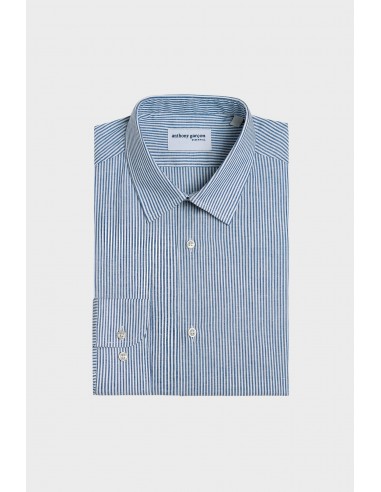 Chemise Slim Augusto Raye Bleu col français le des métaux précieux