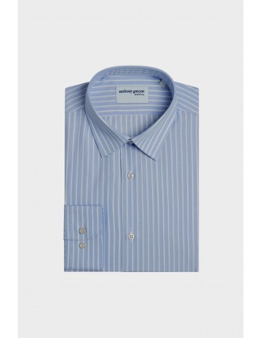 Chemise Slim Eleven Raye Bleu col français en ligne des produits 