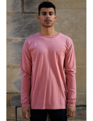 Garment Dye LS Tee - Faded Pink destockage