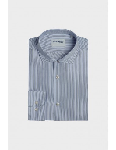 Chemise Slim Giolo Raye Bleu col italien shop