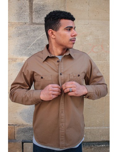 BWS-02 - Utility Shirt - 8oz Brown Herringbone des créatures d'habitude