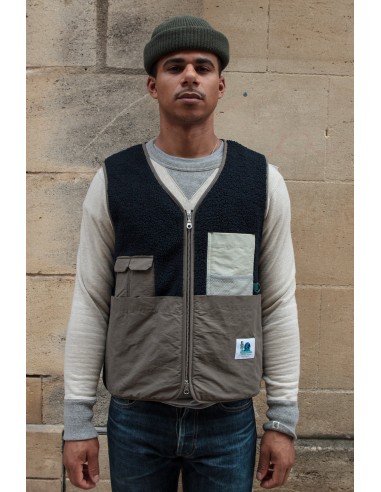 Shearling Vest Radio Club -Plain Navy Pour